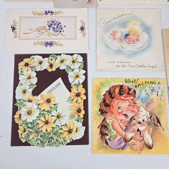 Vintage Lot 25 50s 60s Greeting Card Lot With Envelopes Floral Congratulations T - Picture 3 of 6